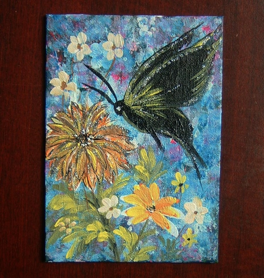 Floral butterfly acrylic fantasy art painting ref 529