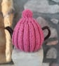 Small Tea Cosy for 2 Cup Tea Pot, Pink Tweed, Hand Knitted