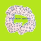 Small Scrunchie, Pale Blue, Pale Grey and White Check 