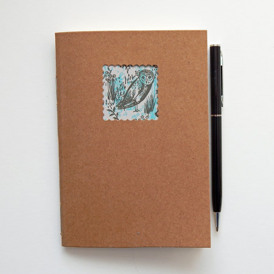 Wise Owl Kraft Notebook with Cream paper - 6x4 ins hand bound book - fairytale 