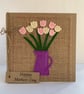 Handmade Mother’s Day Card. Pink and cream flowers from wool felt. Keepsake. - Image 2