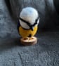 Needle felted blue tit on wood slice - Image 1