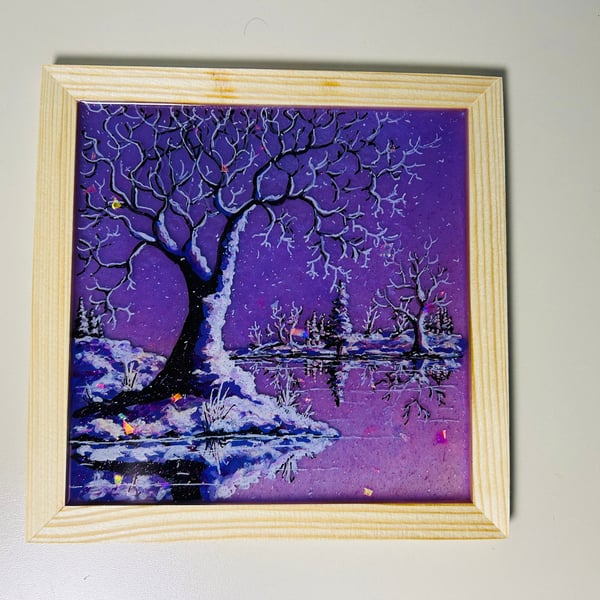 A hand painted and resin layered Winter scene by Andrew Jenkins 