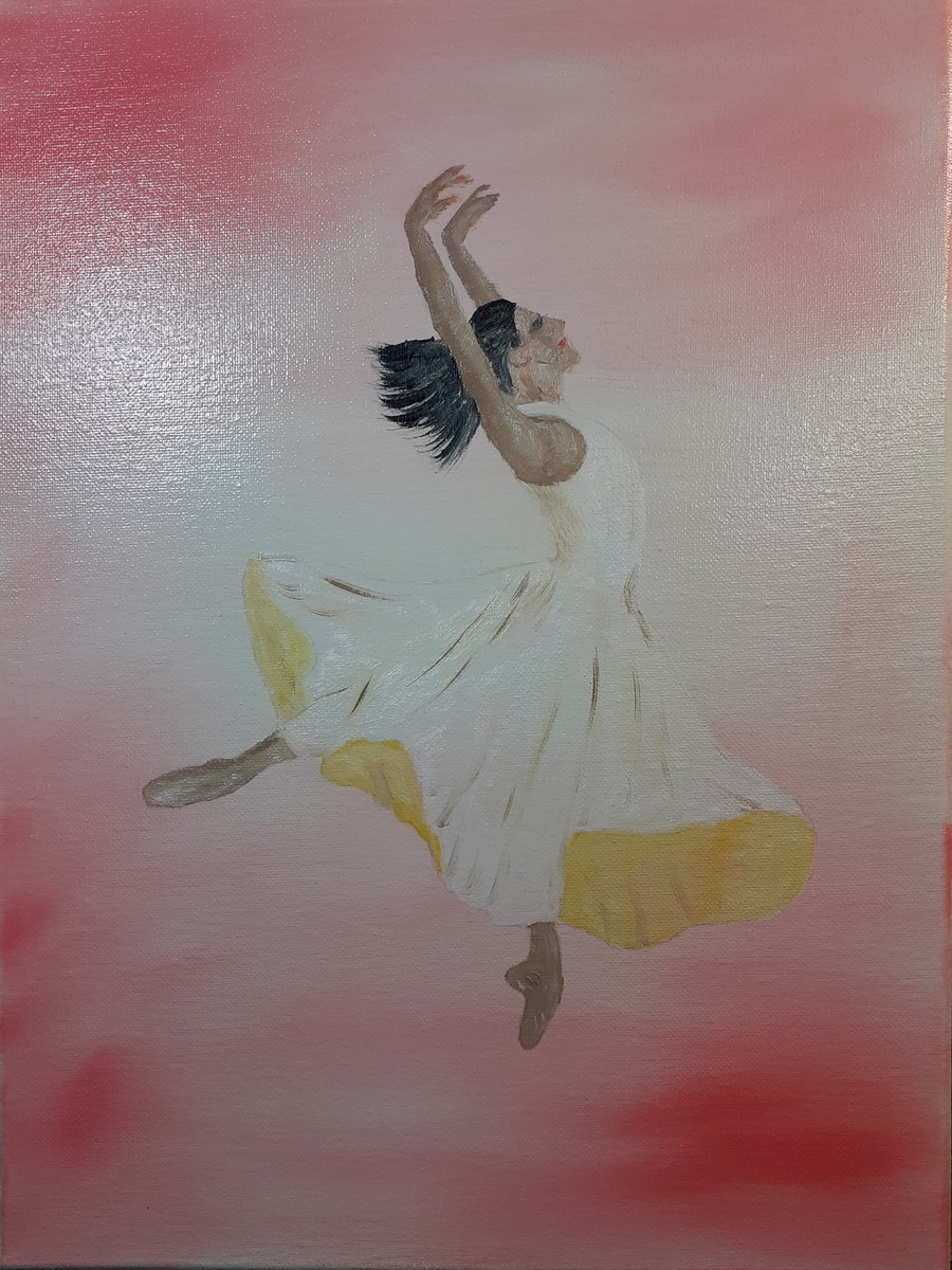 Original Ballet Dancer Stretched Canvas Oil Painting  