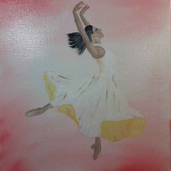 Original Ballet Dancer Stretched Canvas Oil Painting  