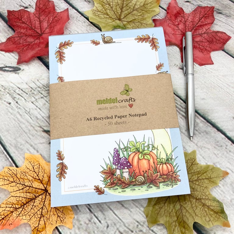 Notepad - A6 Recycled Paper Notepad - Autumn Moon 