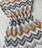 White, grey, and mustard striped baby blanket in 100% cotton 