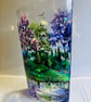 A hand painted and fired glass vase by Andrew Jenkins