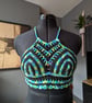 XS handmade crochet halter neck bralette top adjustable corset design fastening