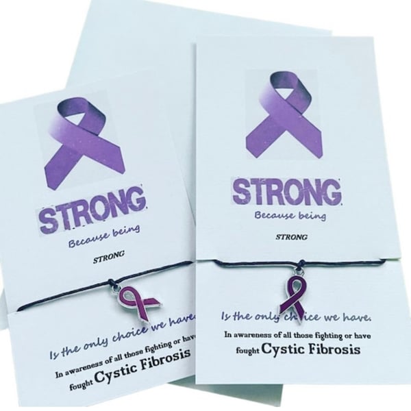 Cystic fibrosis awareness wish bracelet corded ribbon charm bracelet gift