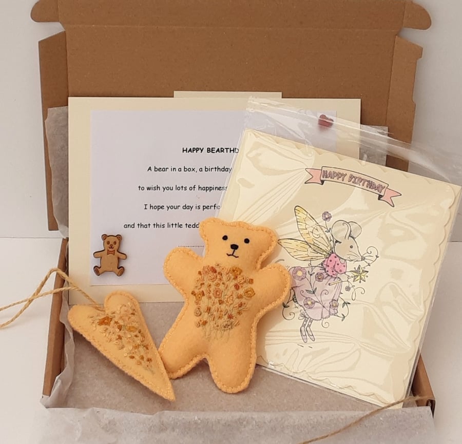 Teddy bear post box gift, letterbox gift sending bear hugs,embroidered felt bear