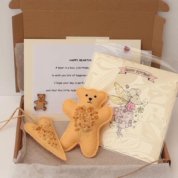 Teddy bear post box gift, letterbox gift sending bear hugs,embroidered felt bear