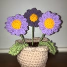 Crochet tulips in a crochet pot 