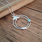 Handmade Starfish and Opal Silver Necklace