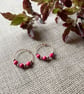 Deep pink beaded hoop earrings, filled gold - Image 3