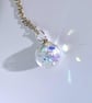 Iridescent Fairy Sparkle Glass Sphere Pendant, Necklace Silver or Gold Chain