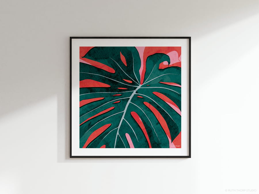 Swiss Cheese Plant Monstera deliciosa Botanical Square Art Print