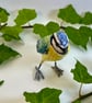Paper mache blue tit sculpture original art  - Image 7