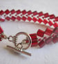Red & Silver Tila Bead Bracelet - Image 2
