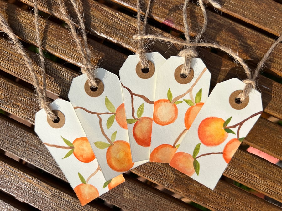 Orange gift tags - 5 fruity tags
