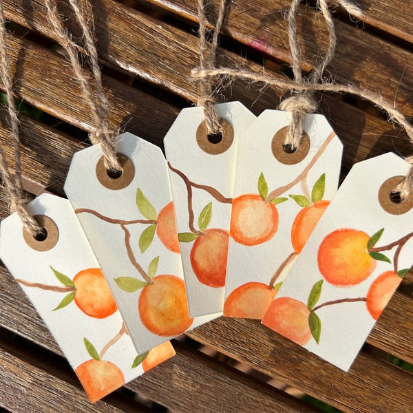 Orange gift tags - 5 fruity tags