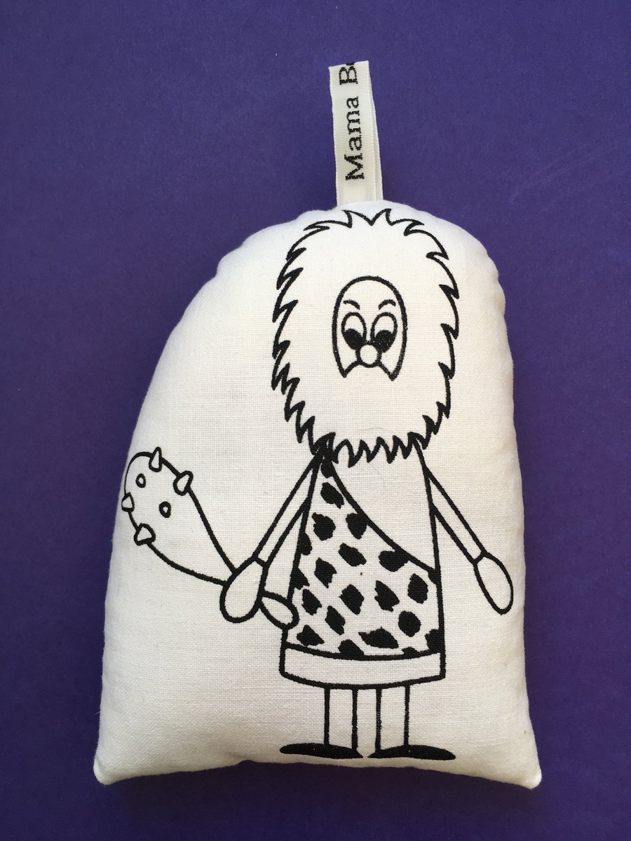 Hand Screen Printed Caveman Lavender Bag with 1950’s Fabric 
