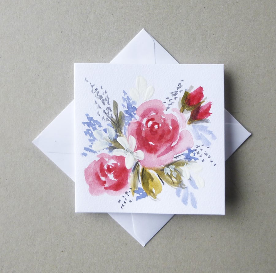 hand painted blank greetings card 4 x 4 ( ref F 1006 A2 )