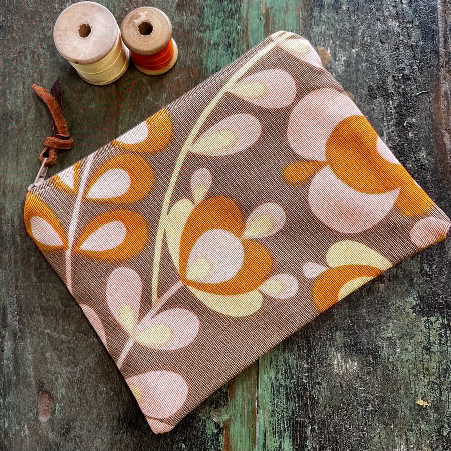 Reclaimed retro floral and needlecord zip pouch