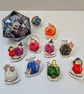 D&D Cat Acrylic Pin Badge, Tabletop RPG Dice Brooch, Nerdy Gamer Gift 