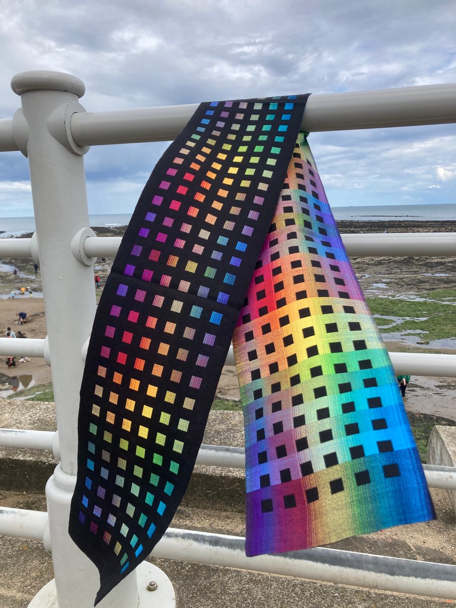 Spectrum Hand Woven Silk Doubleweave Scarf or Wall Hanging