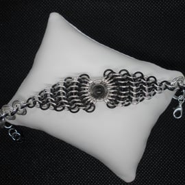 Black and silver feather bracelet