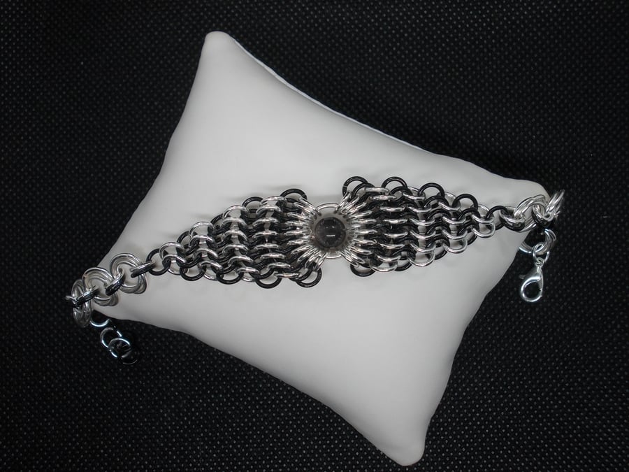Black and silver feather bracelet