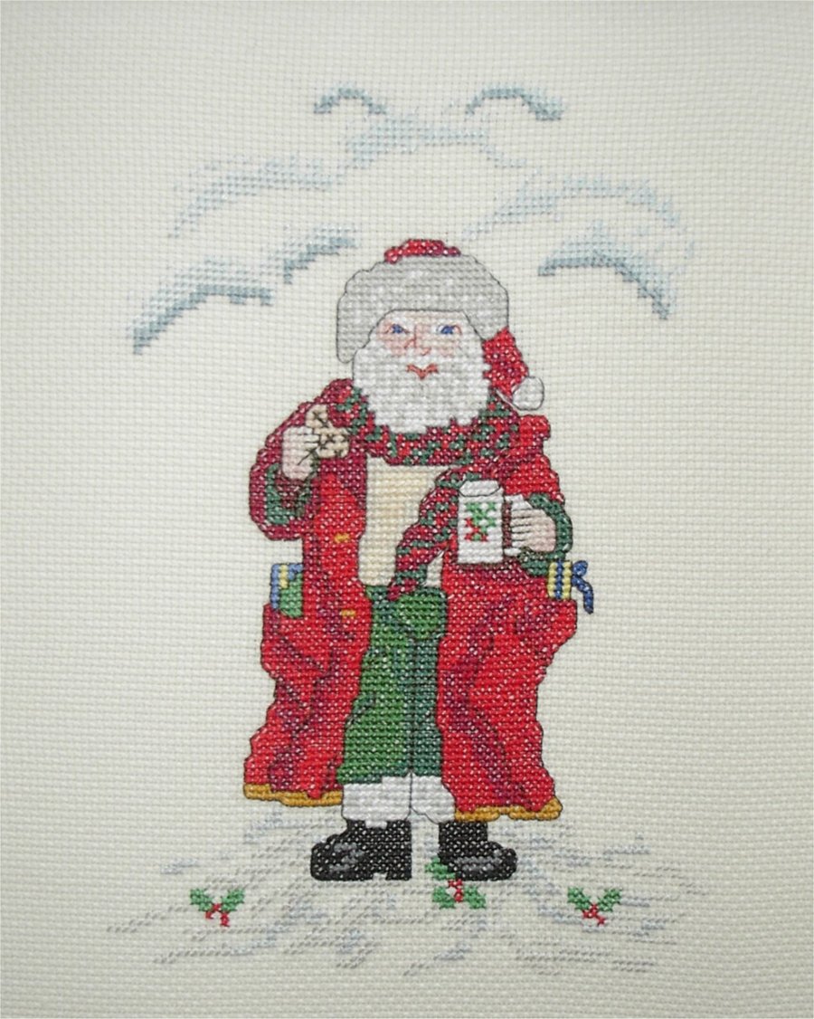Father Christmas - job well done after delivering presents - cross stitch kit