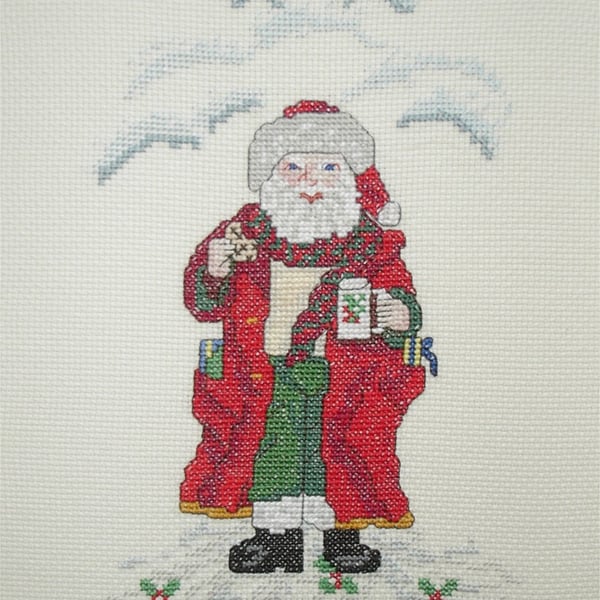 Father Christmas - job well done after delivering presents - cross stitch kit