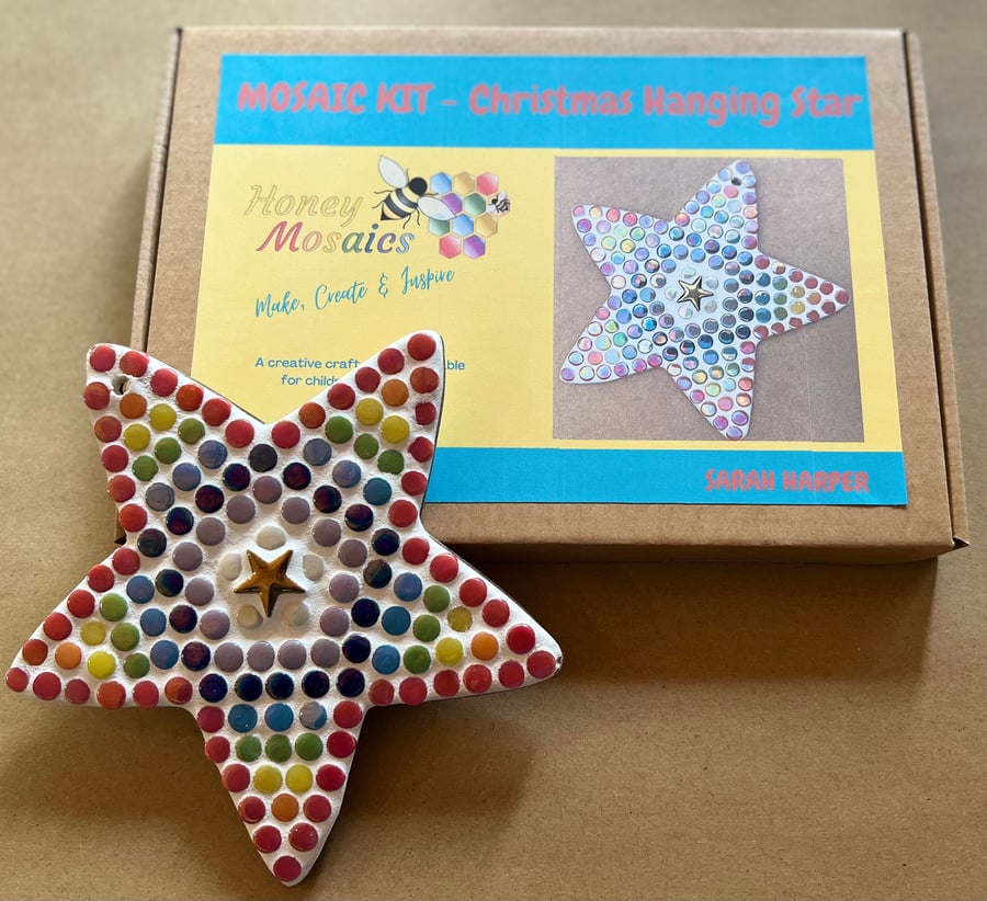 Large Rainbow Christmas Star - Mosaic Craft Kit For Children