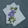 blank greetings card hand painted floral purple art ( ref F 23 )