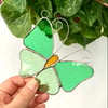 Stained Glass Butterfly Suncatcher - Handmade Decoration - Green 