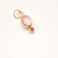 Morganite and Garnet Gold Pendant 