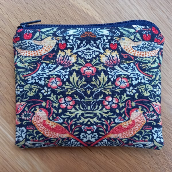 William Morris Navy Strawberry Thief Storage pouch or purse - ideal gift 