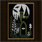 Gothic Castle Cross Stitch Pattern PDF, Dark Academia Embroidery Design