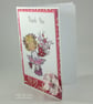 Thank you card - girl with bouquet of flowers - Image 5