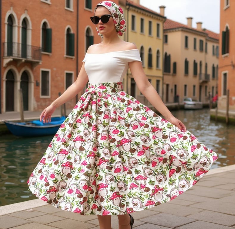 1950s Vintage Retro Rockabilly Circle Skirt, Hedgehog women's sizes 10-26 