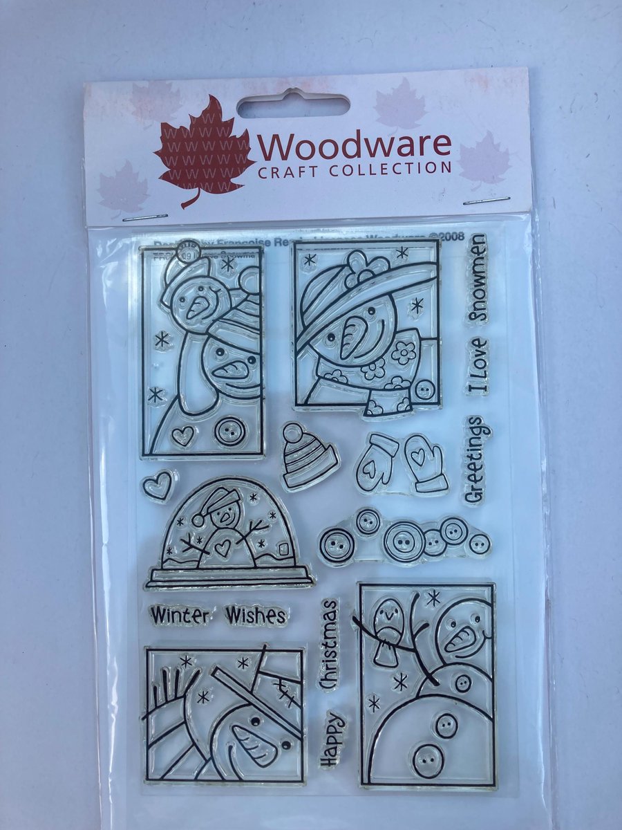 Rare Retired I Love Snowmen Christmas Clear Stamp Set Woodware by Francoise Read