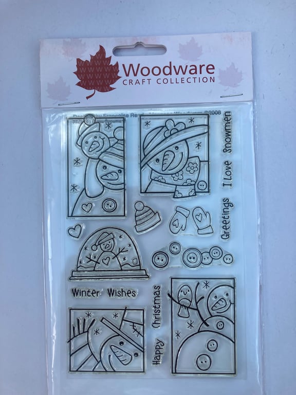 Rare Retired I Love Snowmen Christmas Clear Stamp Set Woodware by Francoise Read