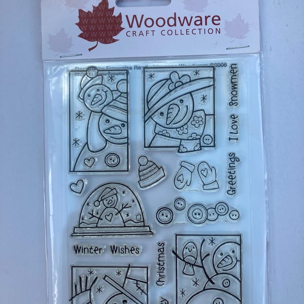 Rare Retired I Love Snowmen Christmas Clear Stamp Set Woodware by Francoise Read