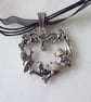 Black Ribbon & Cord Adjustable Necklace with Heart Shaped Mushrooms Pendant - Image 2
