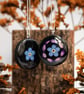 Wooden Real Forget Me Not Flower Necklace - Sterling Silver Chain