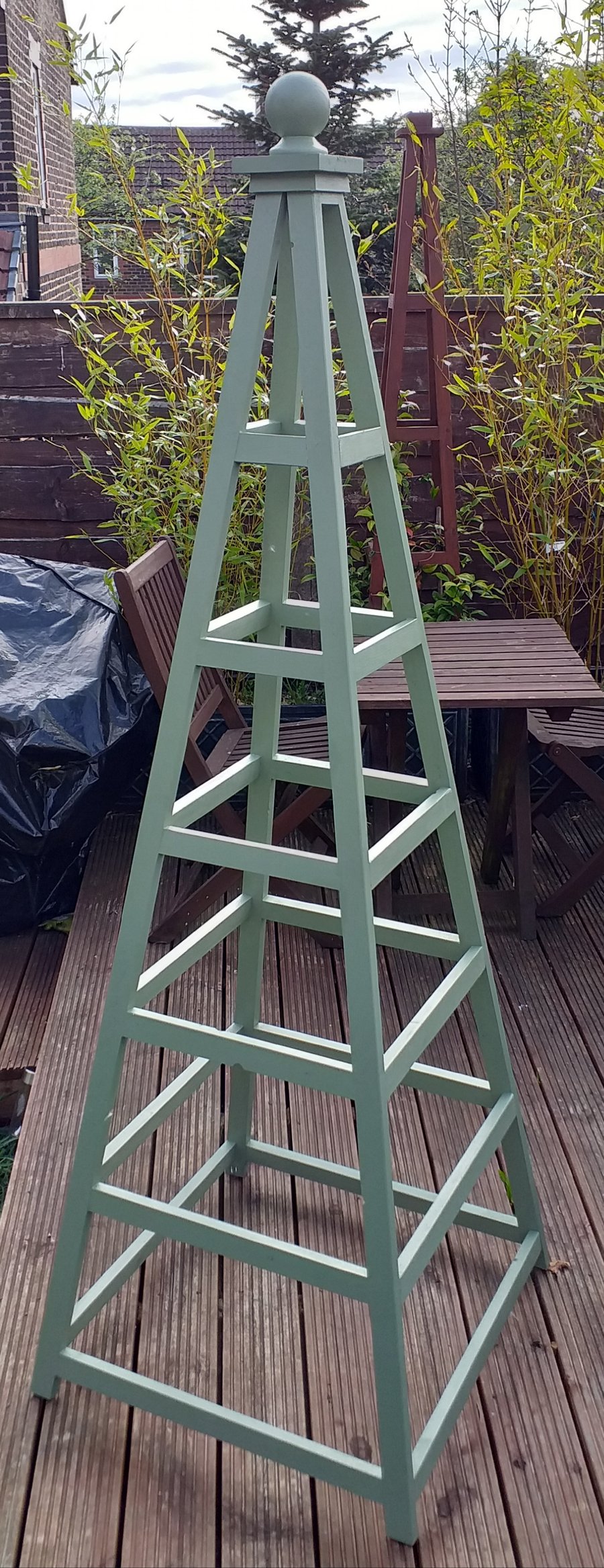 Handmade 180cm tall garden obelisk with 55cm square base comes painted and ful