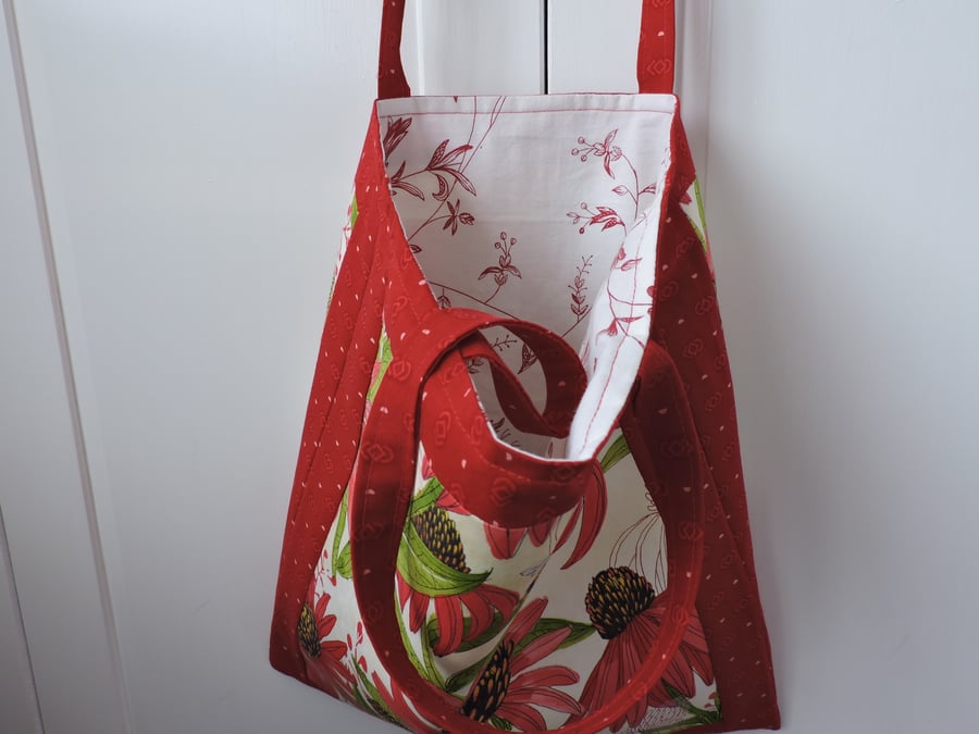 Clearance Sale now 5.00  Tote Bag Bees and Flowers Red