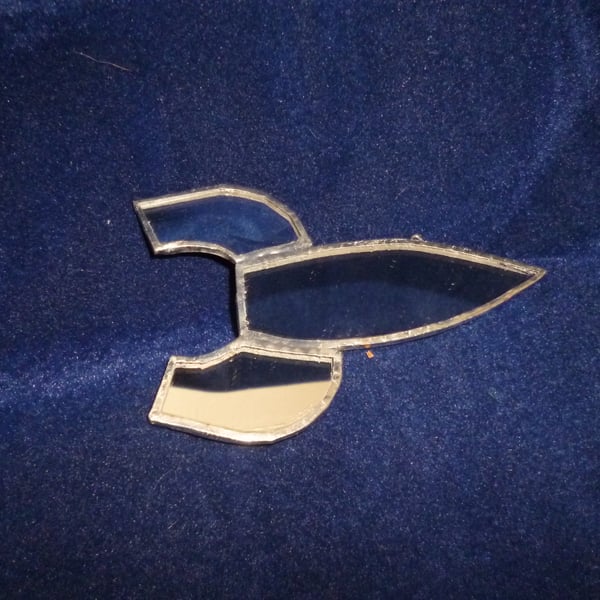 nursery Mirror rocket stained glass wall hanging